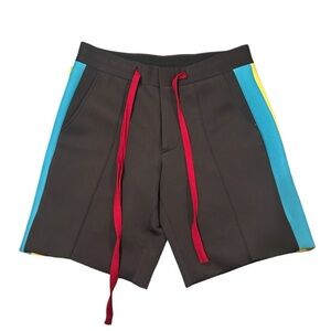 Rich Fresh Shorts Black With Blue/Yellow Color Block Track Stripe Size Medium